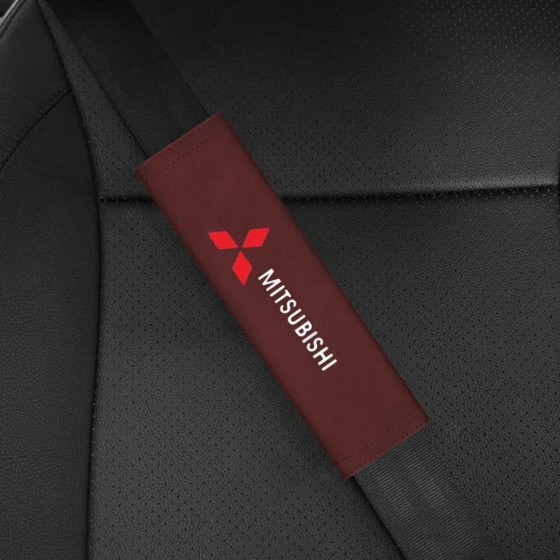 cyhk7 2pcs Suede for Mitsubishi Car SeatBelt Pad Shoulder Pretection Covers Lancer EX Pajero Outlander Eclipse Delica Grandis ASX Colt
