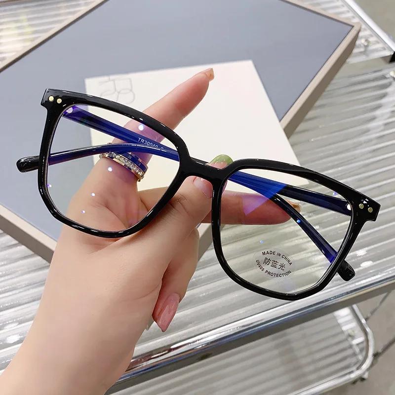 Модные модные большие квадратные очки с защитой от синего света, прозрачная металлическая оправа для женщин и мужчин, компьютерные очки для защиты глаз