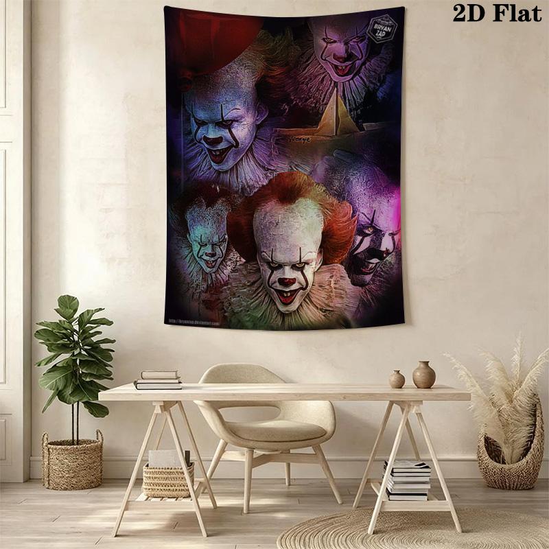 Creepy Clown Tapestry Spooky Room Tapestry Wallmounted Fashion Print Homestay Soft Decoration Tapestry Wall Decoration Home Decor