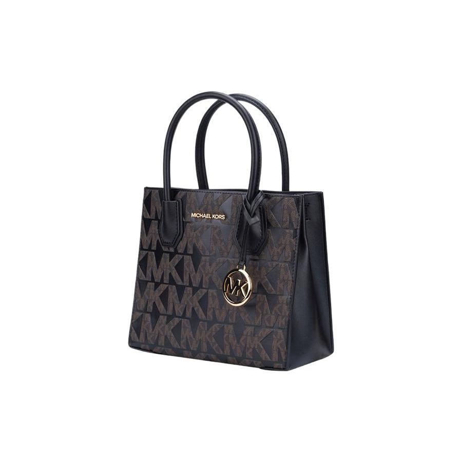Michael Kors Классическая сумка-кроссбоди с принтом-монограммой, элегантная кожаная маленькая квадратная сумка для свиданий, женская сумка на плечо, коричнево-черная 35F1GM9M2B-BROWN/BLACK