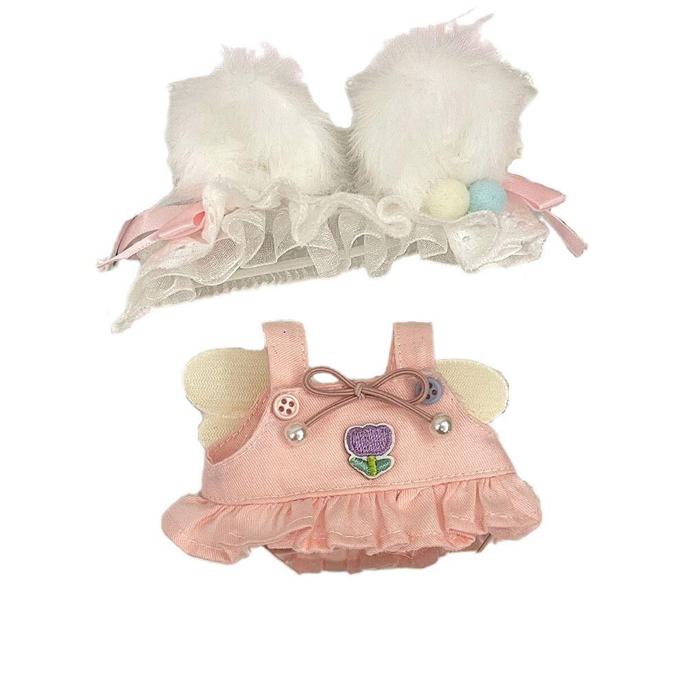 10cm Miniature Dress Set Yellow Pink Doll Headwear Dress Suit Doll Clothes Cotton Stuffed Dolls