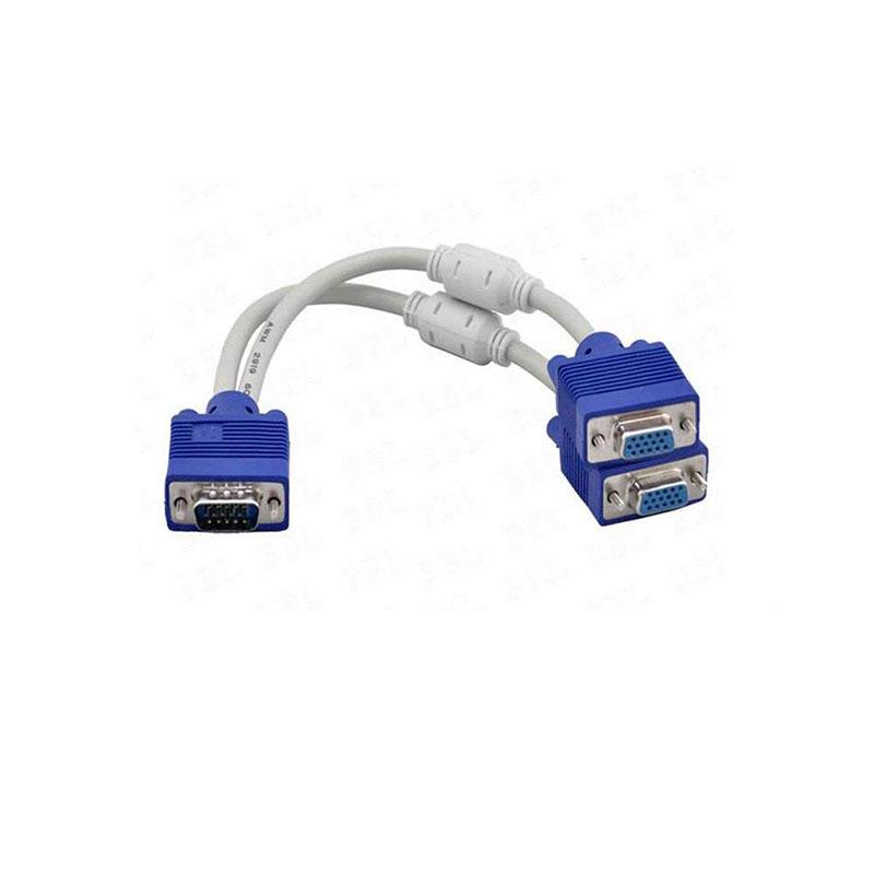 VGA Monitor Y-Splitter Cable VGA 1 Male to Dual 2 VGA Female Adapter Converter Video Cable for Screen Duplication