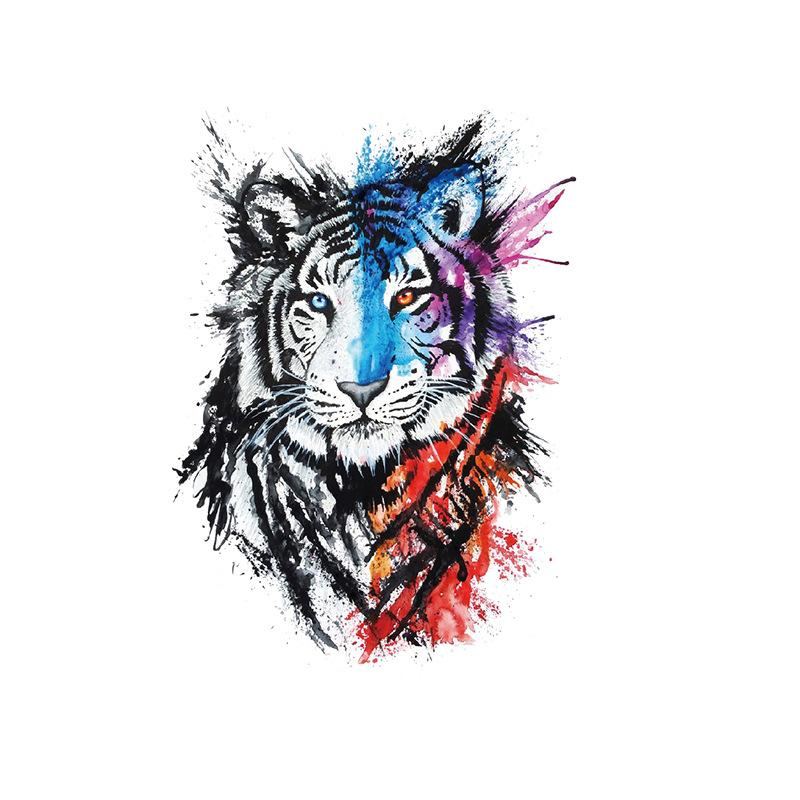 Голова тигра, голова волка, элемент татуировки, акварель, 3D, переносимый на воду, большой набор рисунков, водонепроницаемая наклейка для татуировки