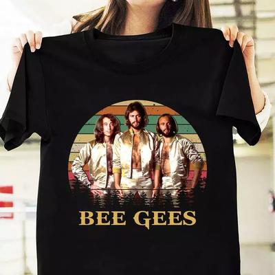 Группа Bee Gees Ретро Черная Полноразмерная S-5XL Унисекс Футболка