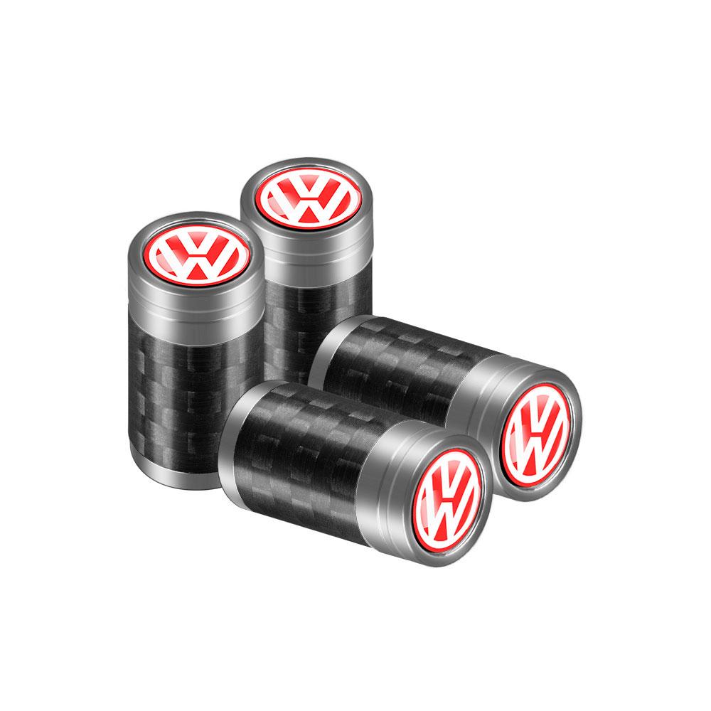 NRYJK1 4PCS Carbon Fiber Car Emblem Wheel Tire Valve Stem Cap Airtight Cover For Volkswagen Vw Tiguan Jetta Mk6 Scirocco GTI Polo 6R R