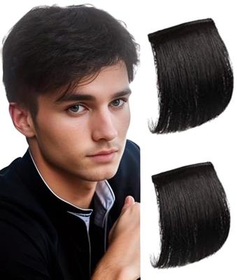 Miss Lirenn® 2 шт., 5 x 3 дюйма, Короткий парик-накладка для волос, Топпер для волос, 2 заколки, Наращивание волос для мужчин для добавления высоты и объема волос, Натуральный черный