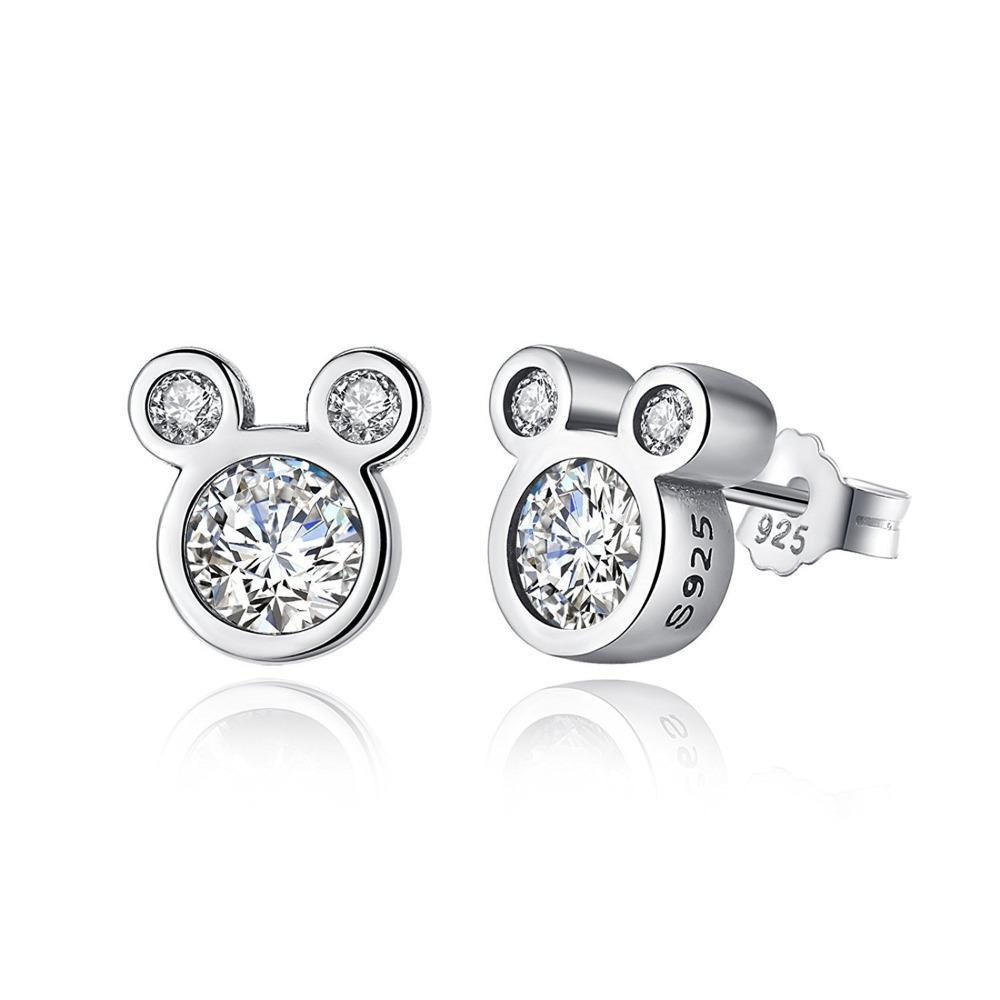 Mouse Shiny Zircon Earrings for Women Fashion European American Jewelry