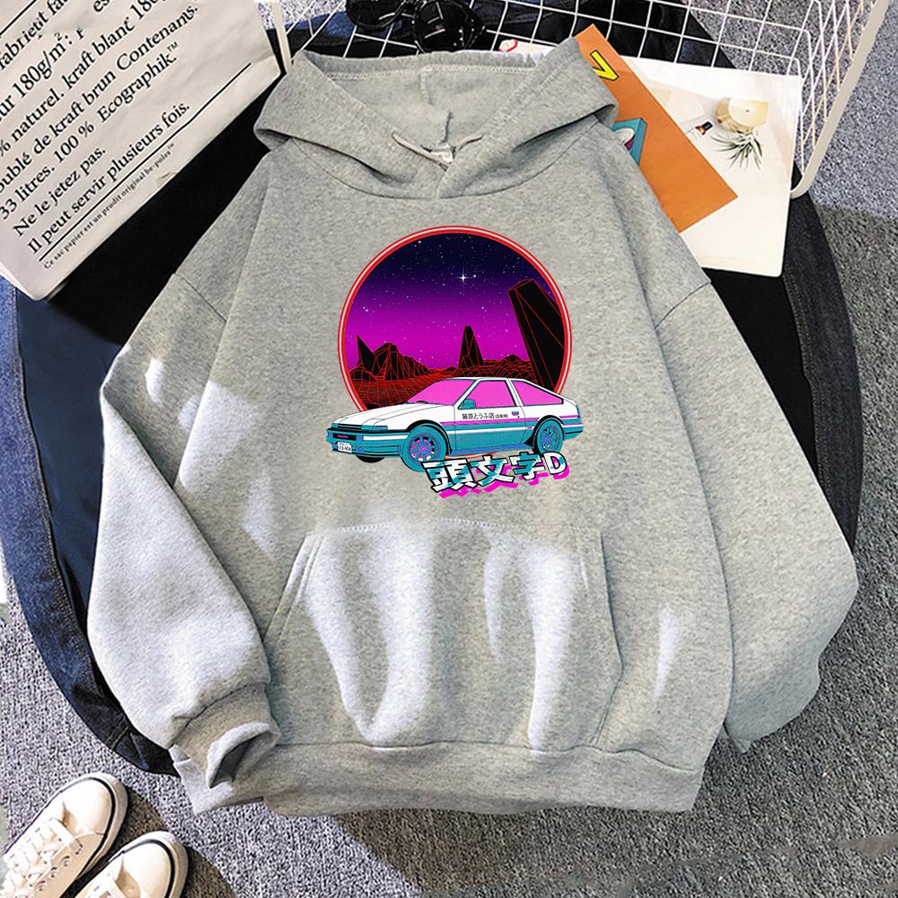 Initial D Hoodie Women Long Sleeve Oversized Sweatshirt Men Kawaii Japanese Hot Anime Hoody Graphic JDM Car Clothes Tops Streetwear