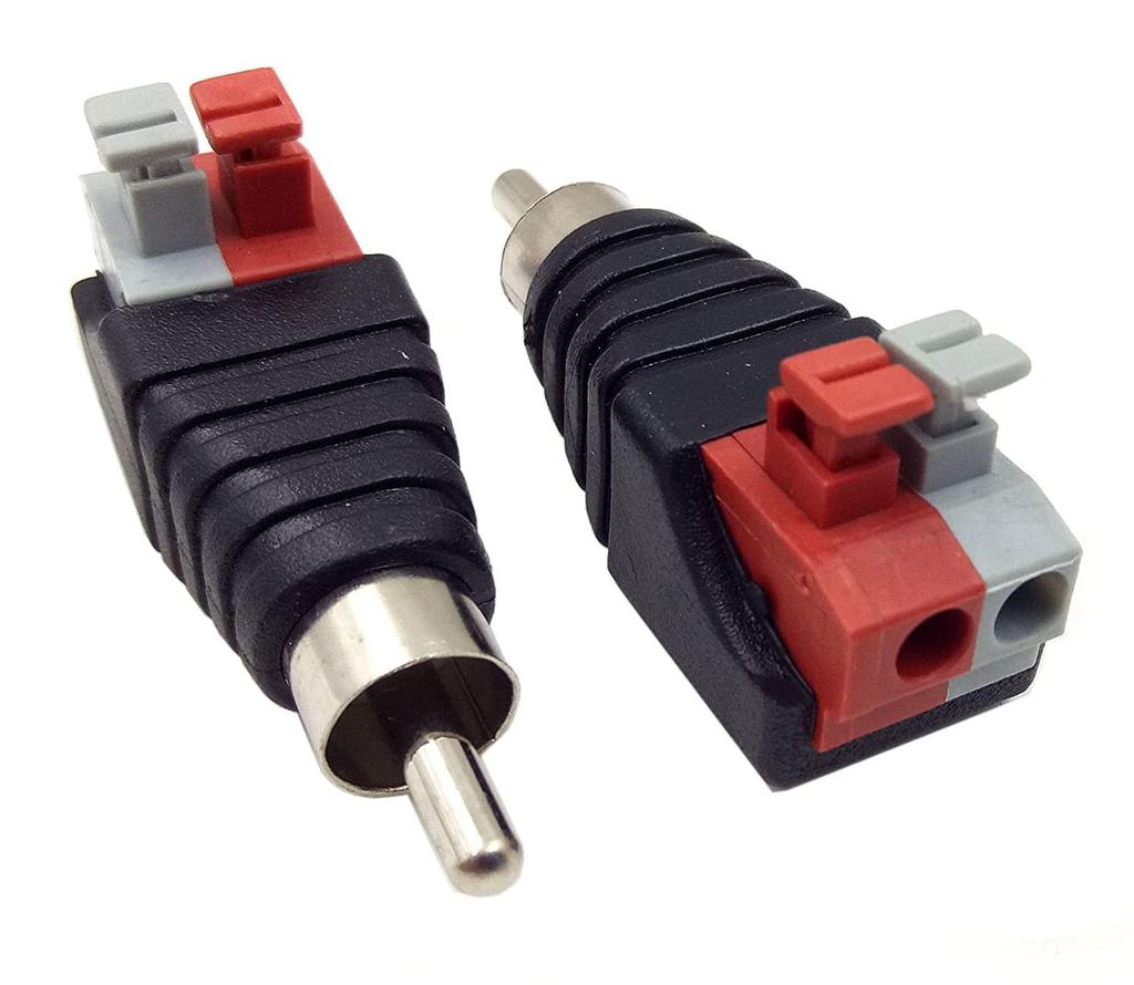 Haokiang Speaker Phono RCA Male to 2 Screw Terminal Strip Аудио Видео Пружинный Пресс Тип Balam Соединительный Адаптер 2 шт.