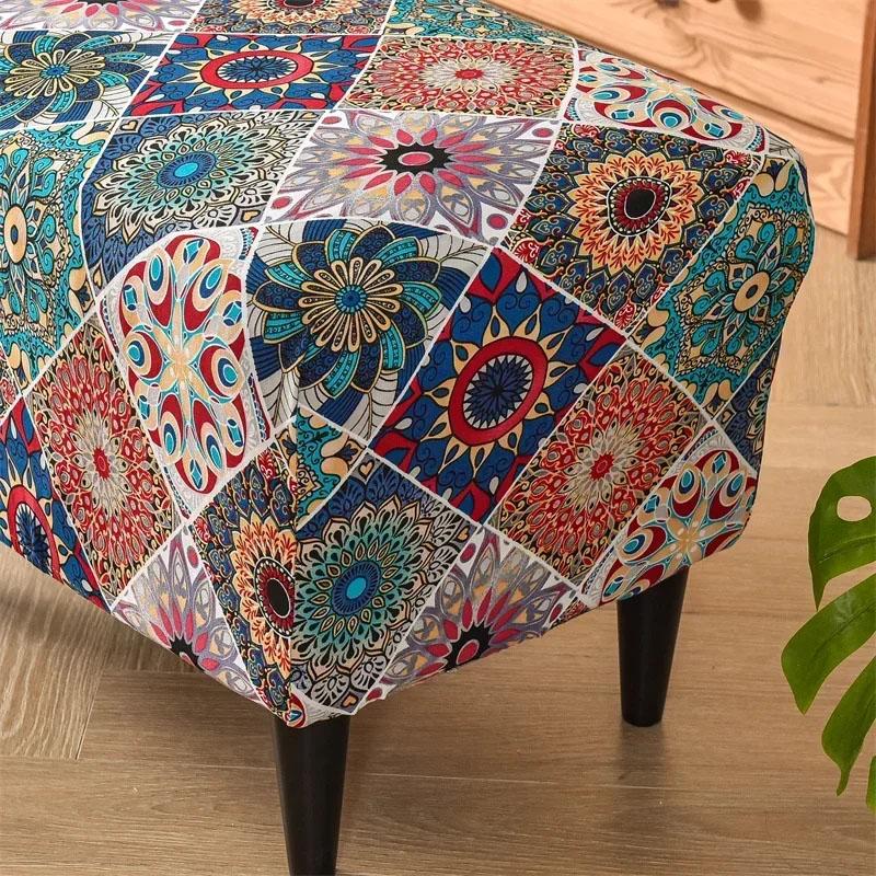 Footstool/Pouf Cover Mandala Pattern