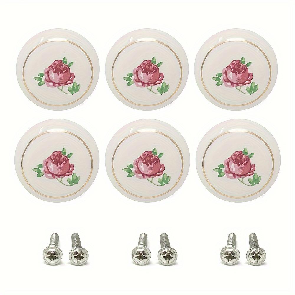 6шт керамические ручки с ручной росписью (три стиля) Винтажные керамические ручки для шкафа, ручки для комода, ручки для ящиков, туалетные ручки с крепежными винтами