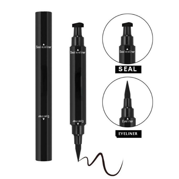 Big Seal Stamp Liquid Eyeliner Pen Waterproof Fast Dry Black Eye Liner Pencil with Eyeliner Cosmetic Double-ended Eyeliner