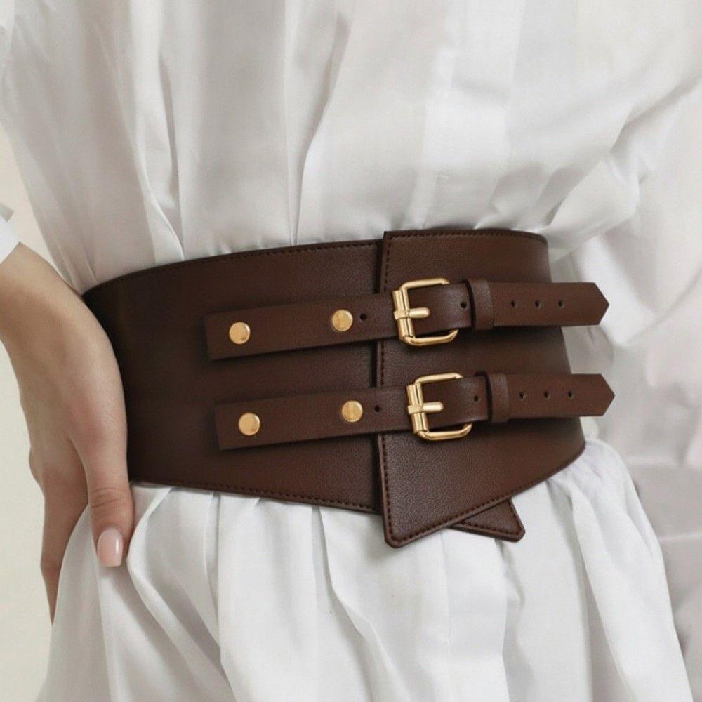 Soft Leather Decorative Buckle Belt Adjustable Fit Punk Corset Belt Party Outfit