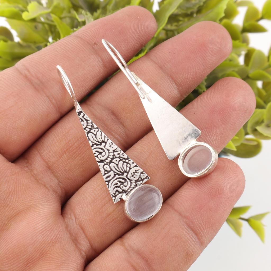 Серьги из селенита, Ювелирные изделия из драгоценных камней, Серьги из стерлингового серебра 925 пробы, Ювелирные изделия ручной работы, Серьги с камнем-талисманом, Подарок для него