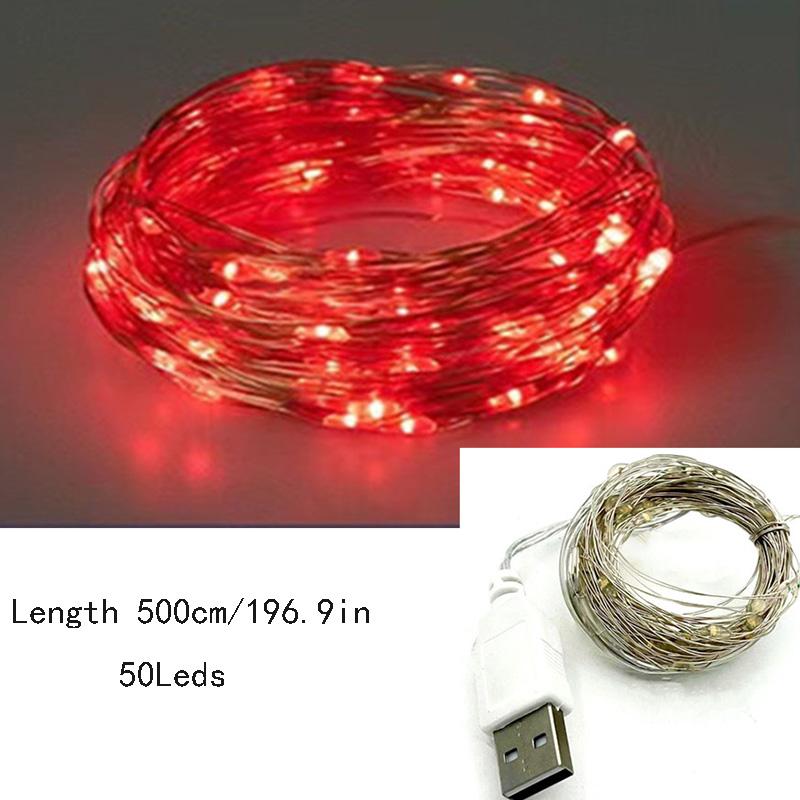 3/5/10 м фестивальные светильники, рождественские светодиодные струны, USB, медная проволока, гирлянды, украшения