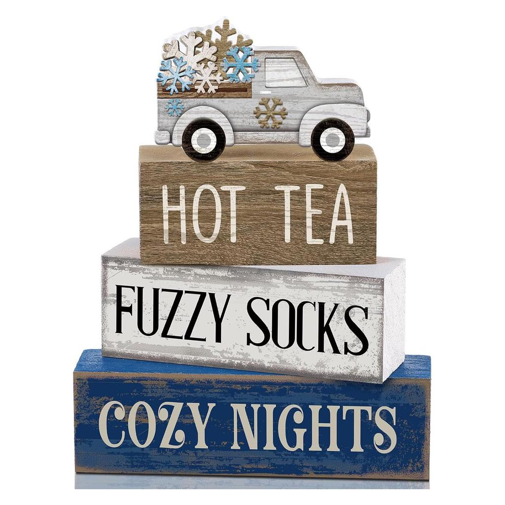 4Pcs Football Table Decorations Football Tiered Tray Decor Sport Game Centerpiece Sign Decorative Rugby Stack Block Gift for Fans Club Tailgate