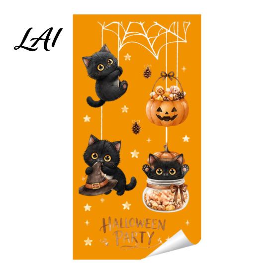 Decorative Decals for Home Party Halloween Castle Pet Static Cling Window Stickers Spooky Bat Pumpkin Gift Friends Floral Glass Decals Removable