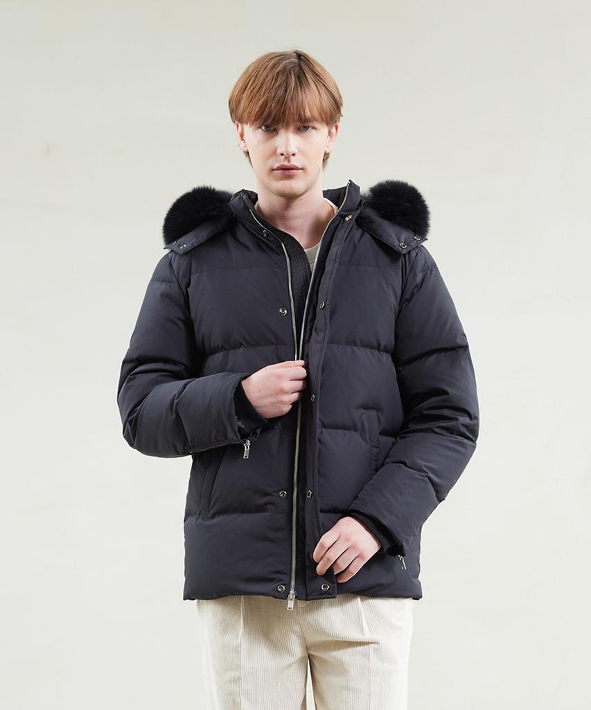 YUJEEOT Fox Fur Goose Down Jumper Black