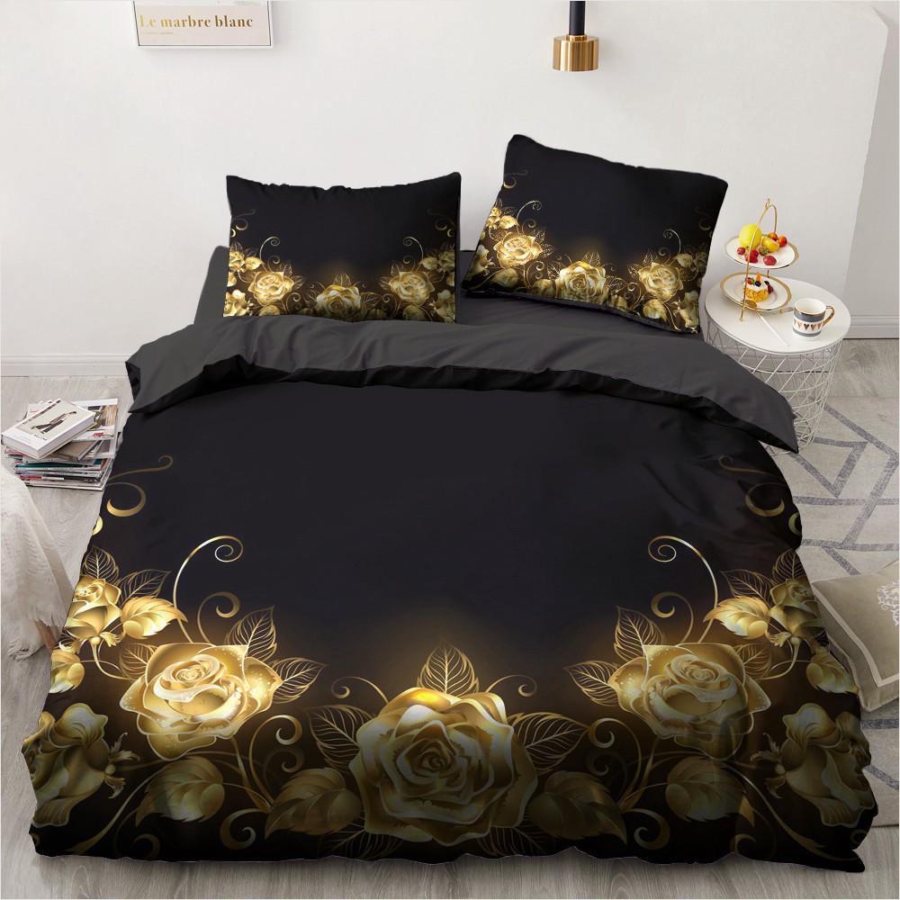 3D Digital Printing Custom Bedding Set,Twin Full Queen King,Blanket/Quilt/Duvet Cover Set Black Golden Butterfly Bedclothes