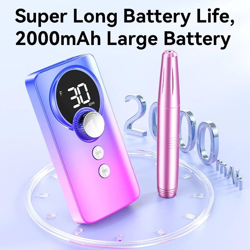 Перезаряжаемая электрическая дрель для ногтей с USB-подключением, набор сверл для снятия лака, маникюрная шлифовальная машинка, малошумящая пилка для маникюра