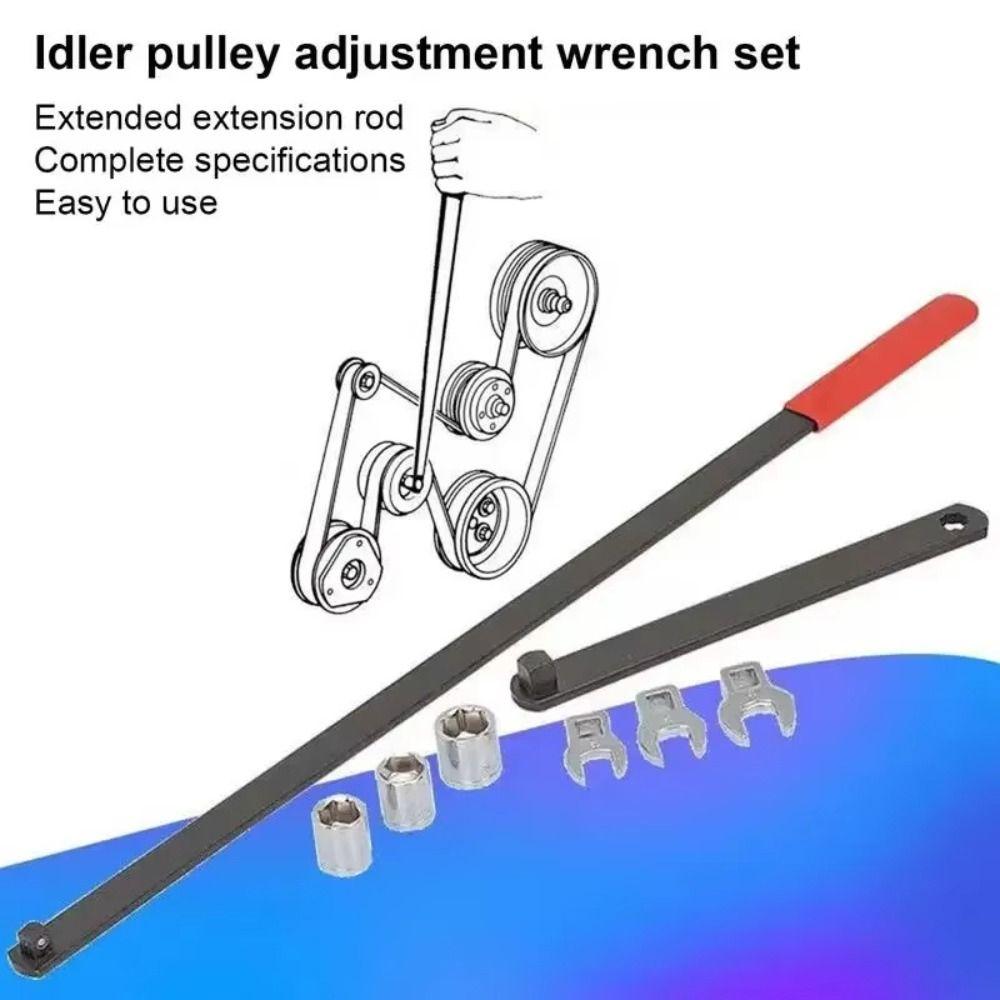 8 Pcs 3/8" Dual-Use Head Belt Tension Adjuster Tool Automotive Repair Kit Workshop Use