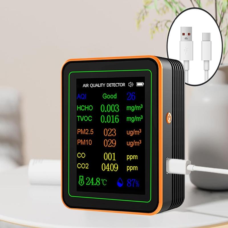 Измеритель качества воздуха HCHO TVOC CO CO2 PM2.5 PM10 Температуры и Влажности с Звуковыми Сигнализаторами Тестер Цветной Дисплей