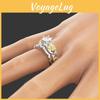 Elegant Gold Plated Two Tone Couple Rings Fashionable Floral Design Womens Jewelry