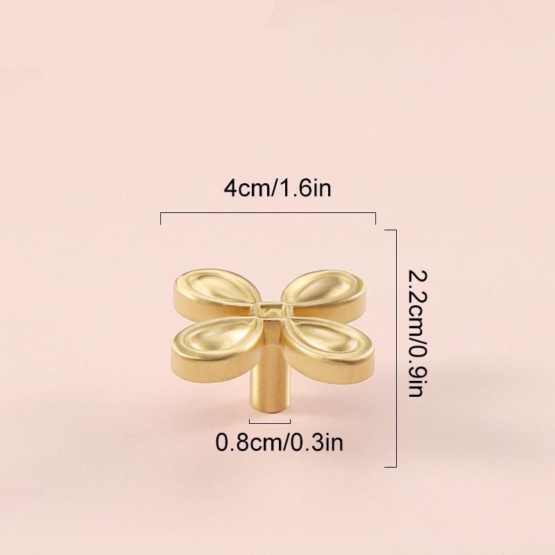 1Pc Drawer Door Handle Bright Silver Leaf Clover Luxury Brass Handle French Cabinet Full Copper Wardrobe