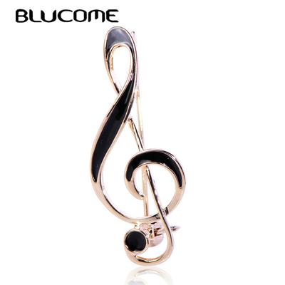 Женская классическая брошь в виде ноты из сплава и эмали.Цвет: золотисто - черный/ чёрно - серебряный