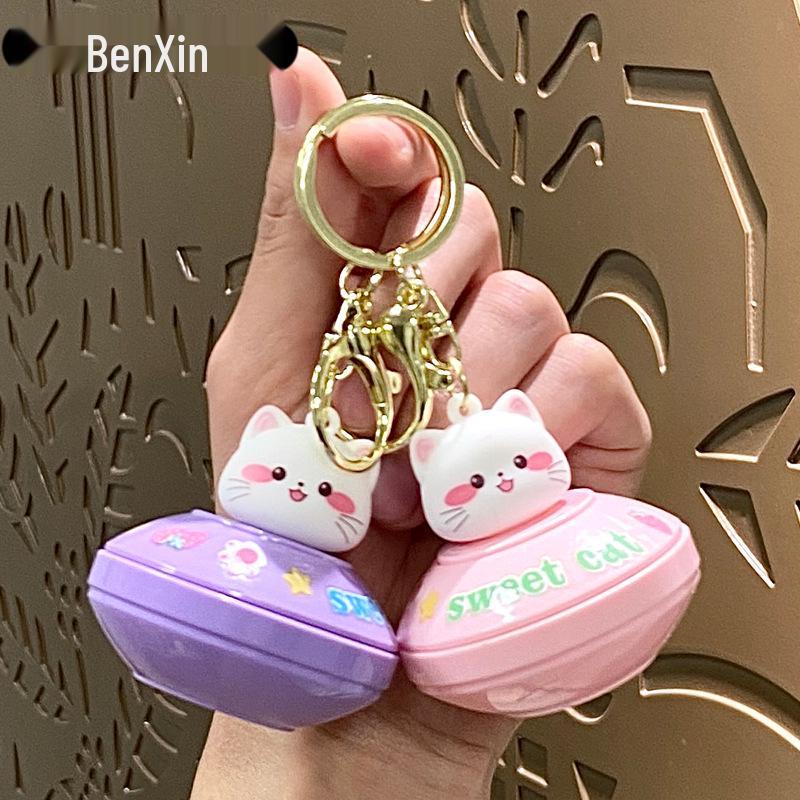 Adorable Cartoon Cat Flying Disc Keychain and Bag Charm
