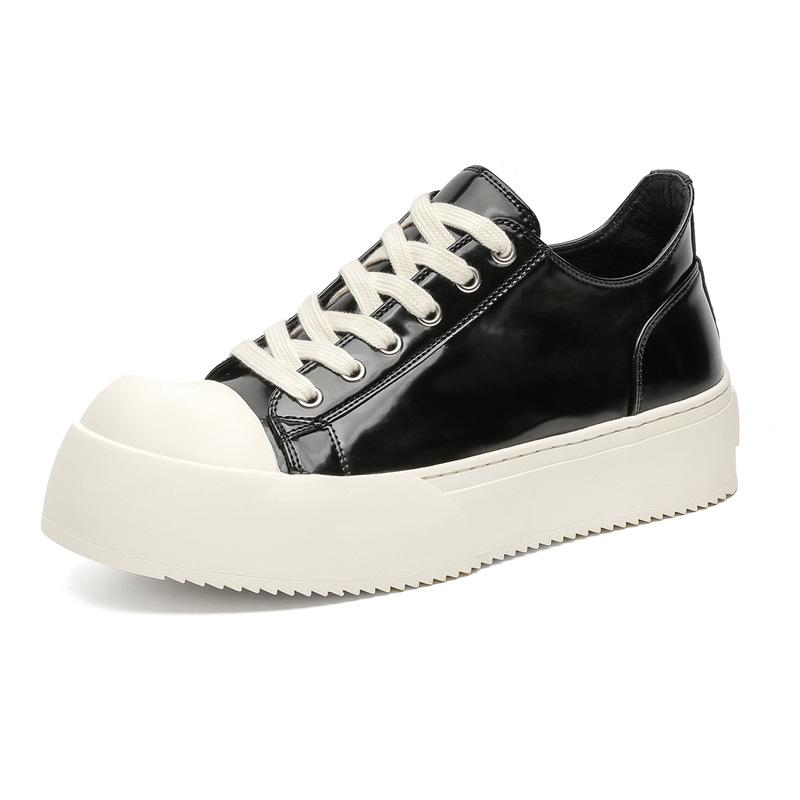 Мужская обувь 2024 года, новый тренд, сверхлегкие парусиновые туфли, повседневная обувь на платформе, осенне-зимняя обувь с увеличенным голенищем, 24326, лакированная кожа-P