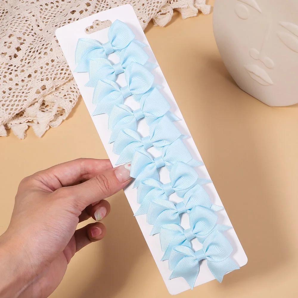 10 шт./набор однотонных репсовых лент, заколки для волос для детей, банты, заколки для волос, бутик, ручная работа, головные уборы, аксессуары для волос для девочек и младенцев