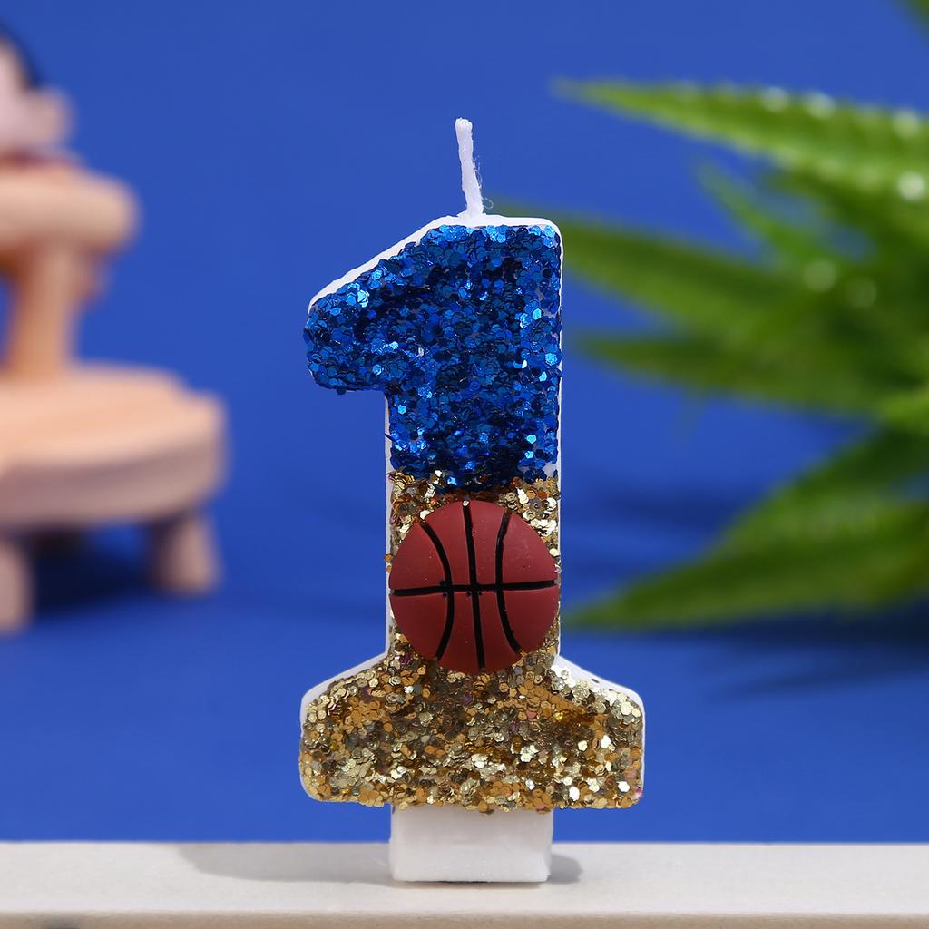 Birthday Candle Number 0-9 Red Blue Cake Candle with Red Basketball,Birthday Party Kids Adults Anniversary Celebrations Supplies