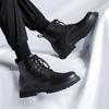 Martin Boots Men's British Style High-end Autumn and Winter Black Boots Medium Top Boys High-top Shoes 6002-R