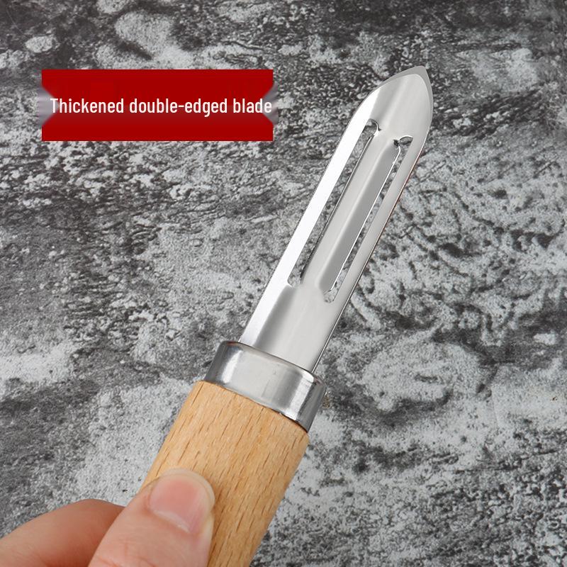 Овощечистка из нержавеющей стали с деревянной ручкой - Нож для чистки прямого типа для использования на кухне.