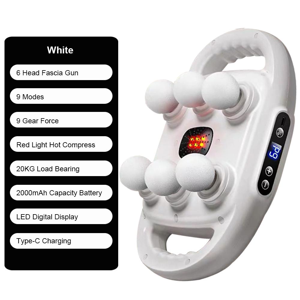Fascia Gun 6 головок массажный пистолет мышечная релаксация электрический массажер для тела глубокий массаж мышц для снятия боли спины ноги шеи