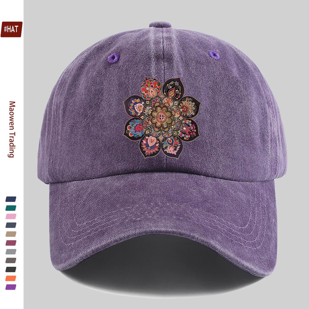 pc Vintage Paisley Mandala Print Baseball Cap for Women Men Adjustable Trucker Hat with Buckle Strap Lightweight Suitable