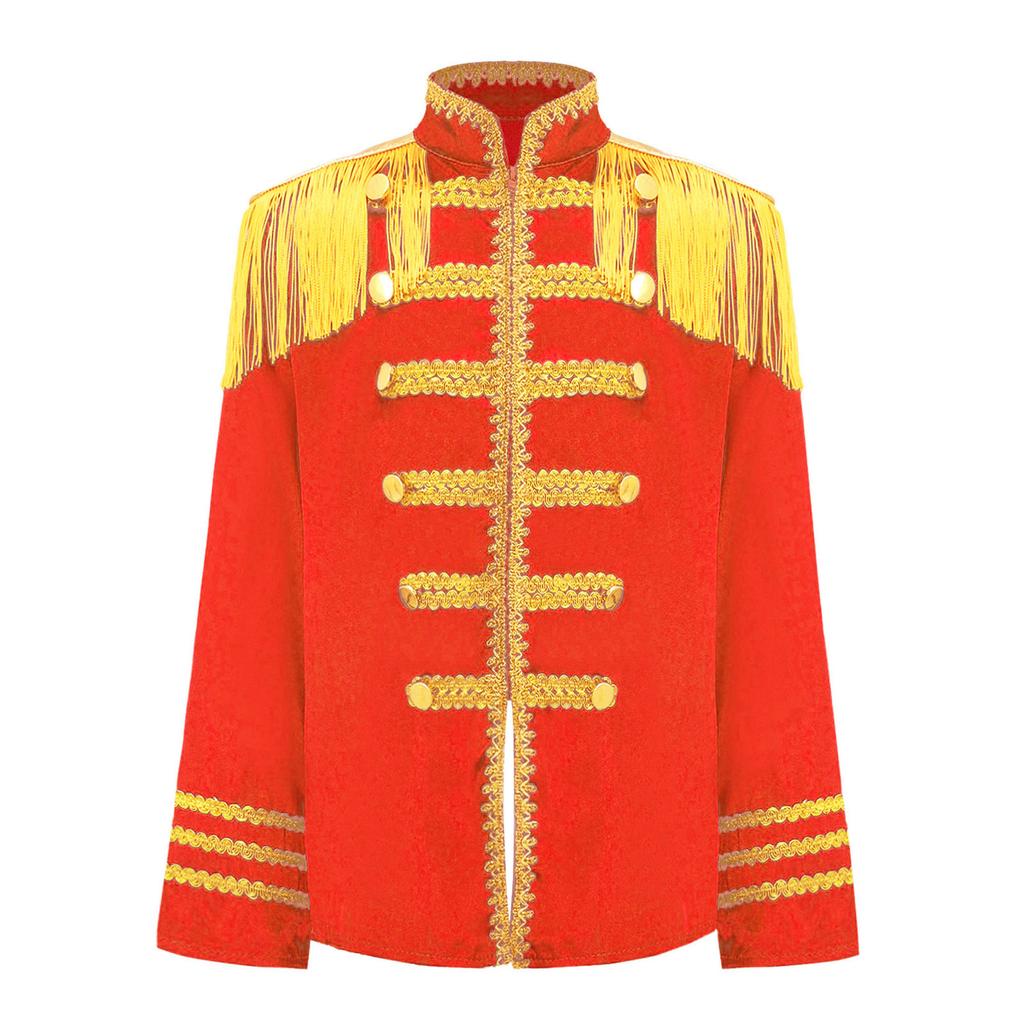 Children's 60s Rock Band Costume - British Star Style Gold Lace Top with Long Sleeves for Music Cosplay