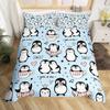 Cartoon Penguin Duvet Cover Queen Twin Cute Arctic Animal Bedding SetGirls Adults RoomStar Love Heart Romantic Comforter Cover