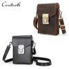 CONTACT'S Crazy Horse Leather Sling Bag For Men Small Crossbody Bag Casual Men Shoulder Bag High Quality Cellphone Bag