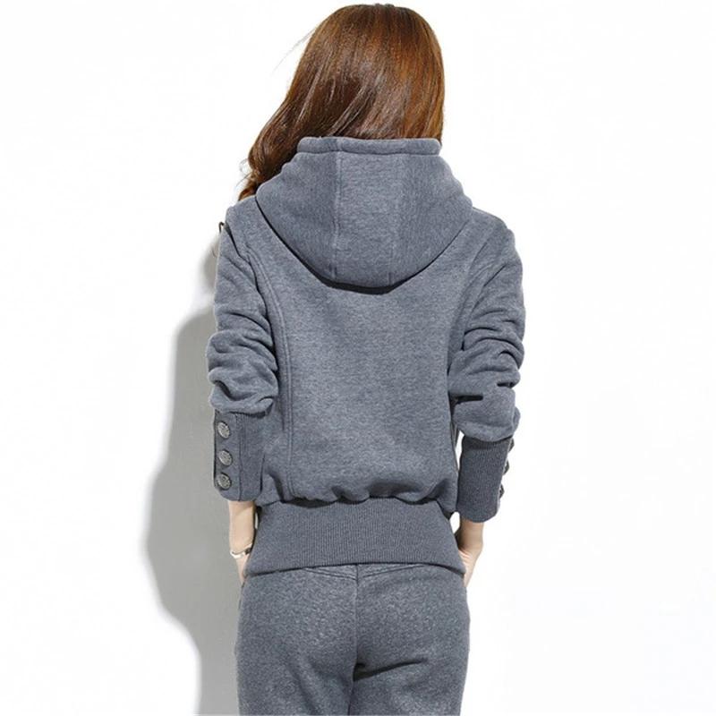 Winter Women Two Piece Set Tracksuit Sports Long Sleeve Sweatshirts Joggers Suits Running Set Workout Gym Sportswear Hoodie