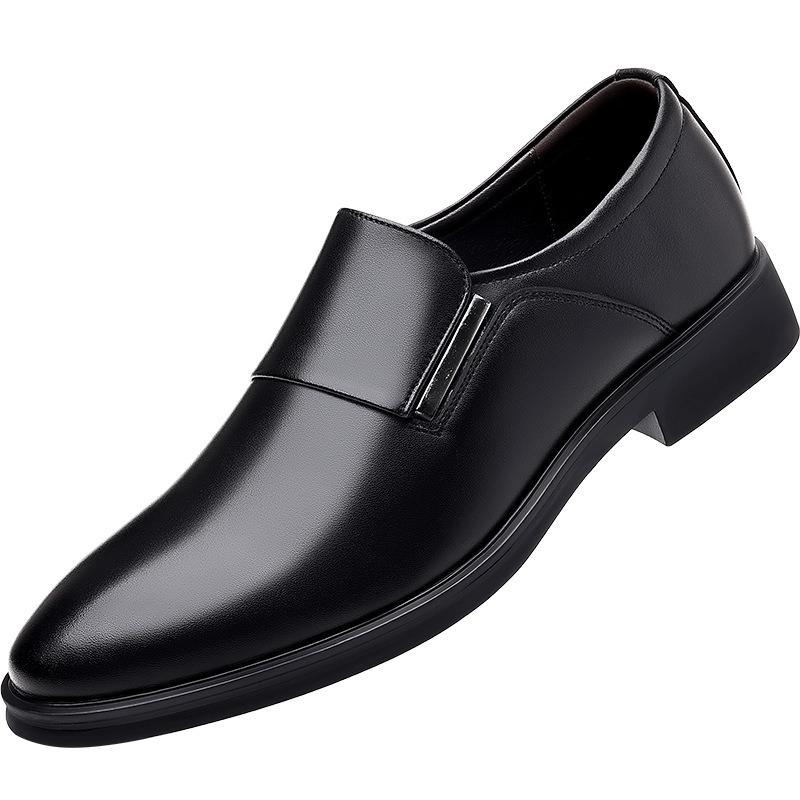 Men's Business Leather Shoes Spring New Men's Dress Cowhide Shoes Office Commute Wedding Height-increasing Shoes