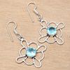 Swiss Blue Quartz Gemstone Gift For Her Silver Jewelry Earrings 1.5''