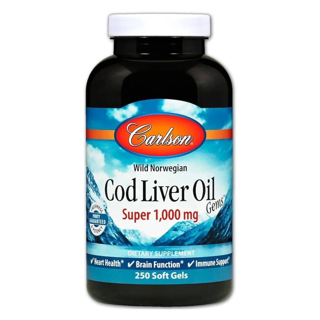 Wild Norwegian Cod Liver Oil Gems, 1000mg - 250 softgels