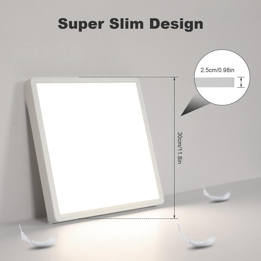 Современный квадратный светодиодный компактный потолочный светильник для ванной комнаты, спальни, балкона, коридора, естественного света 5000К Диаметр 30 см