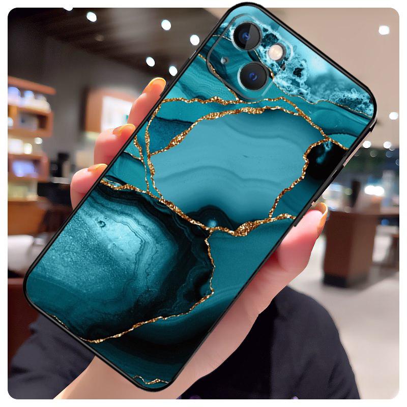 Чехол с рисунком из бирюзово-синего золотого агата и мрамора для iPhone 14 Pro Max 16 15 11 12 13 17 Pro Max mini 15 16 Plus 16e 17 Air Чехол для телефона
