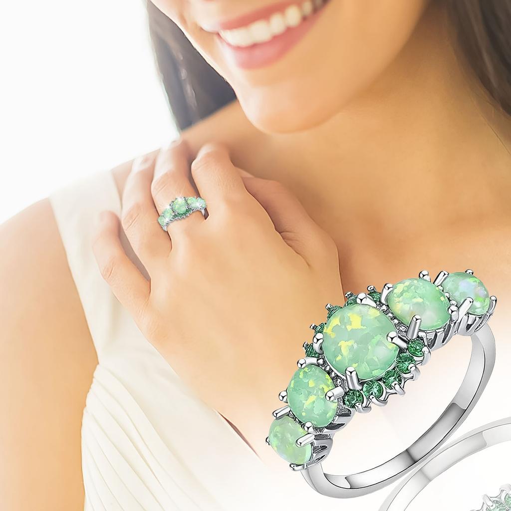 Ladies' Inlaid Green Zircon Ring