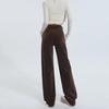 Женские коричневые вельветовые брюки широкого кроя: Высокая талия, ретро-стиль для мытья полов на осень и зиму
