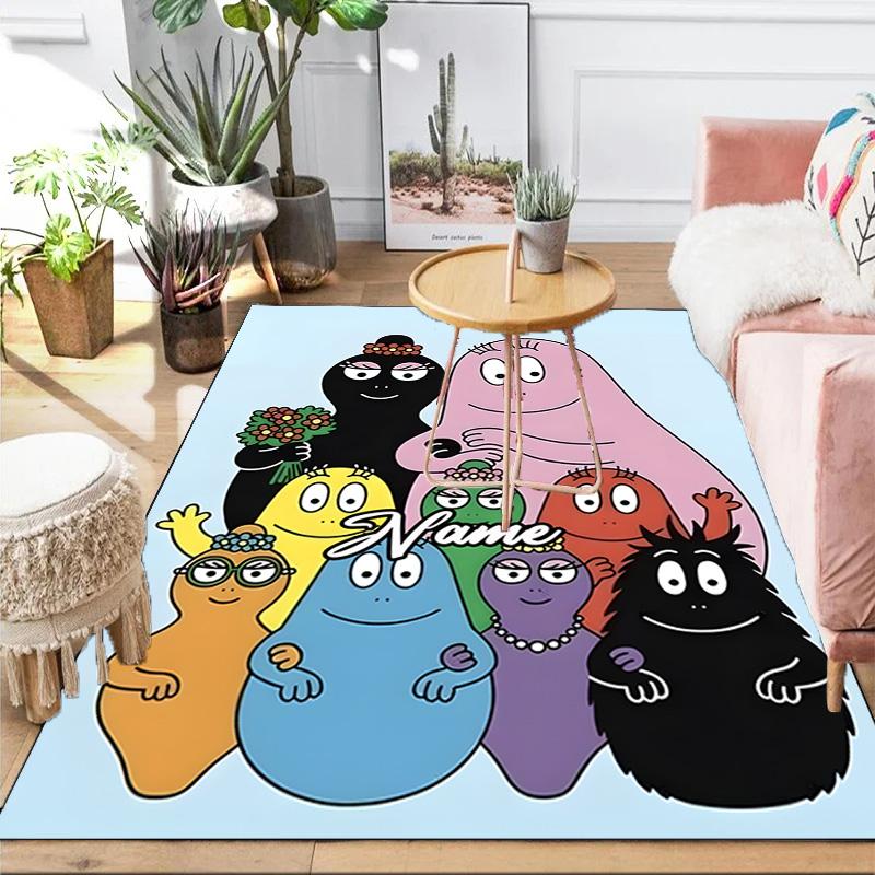 Custom Name Colorful Cartoon Barba-papa Rug Game Carpet, Floor Mat for Bedroom Living Room Entryway Rug, Home Decor Idea Gift for Christmas birthday