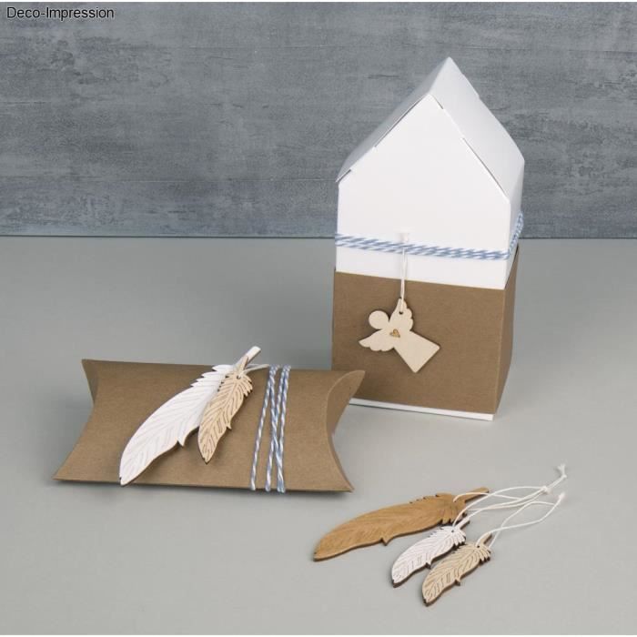 Pendent. Bois Ange, FSC Mix Cred, 4,5+7,5cm, avec cordon, sct.-LS 6pces, nature